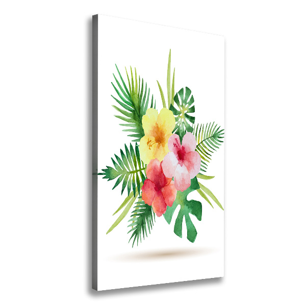 Verticaal canvasschilderij Hawaiiaanse bloemen