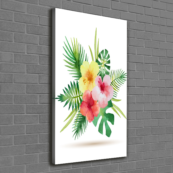 Verticaal canvasschilderij Hawaiiaanse bloemen
