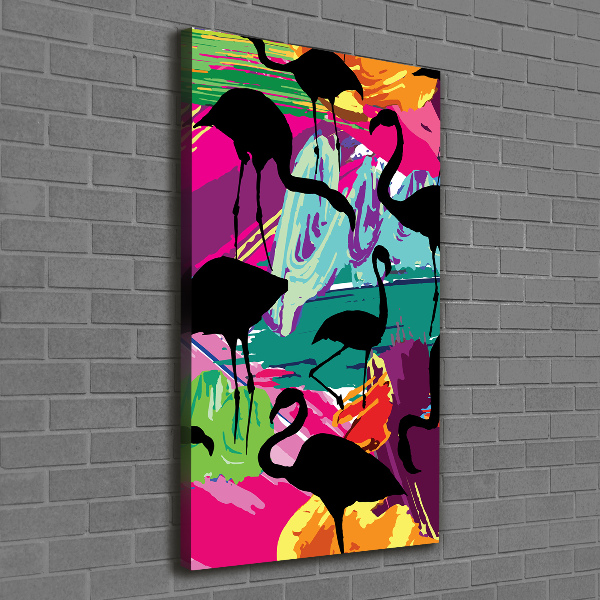 Verticaal canvasschilderij Flamingo's