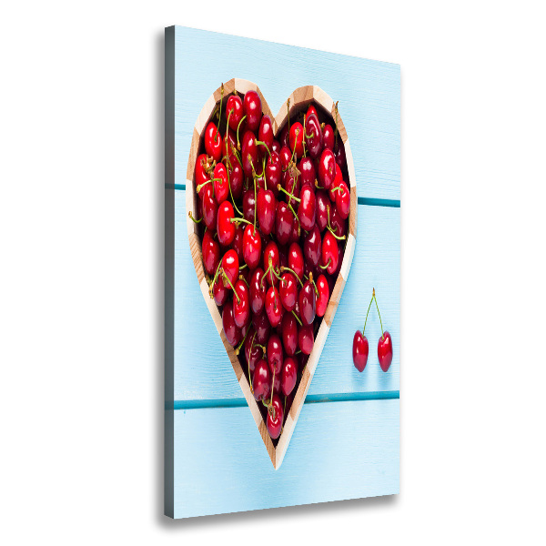 Verticaal canvasschilderij Kersen op hout