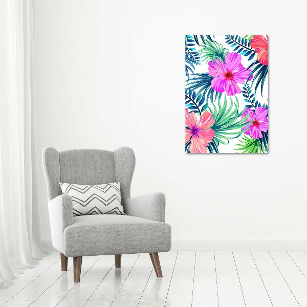Verticaal schilderij op canvas Hawaiiaanse bloemen