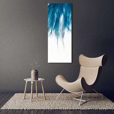 Verticaal canvasschilderij Blauwe veren