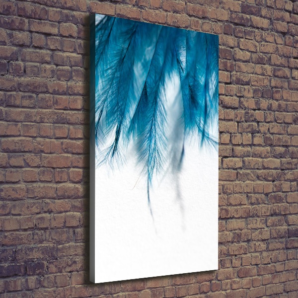 Verticaal canvasschilderij Blauwe veren