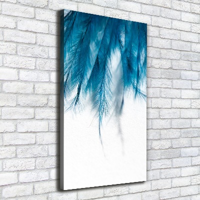 Verticaal canvasschilderij Blauwe veren