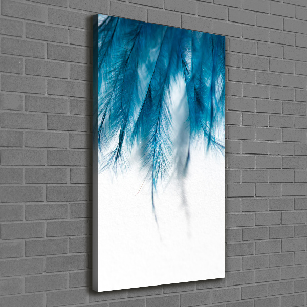 Verticaal canvasschilderij Blauwe veren