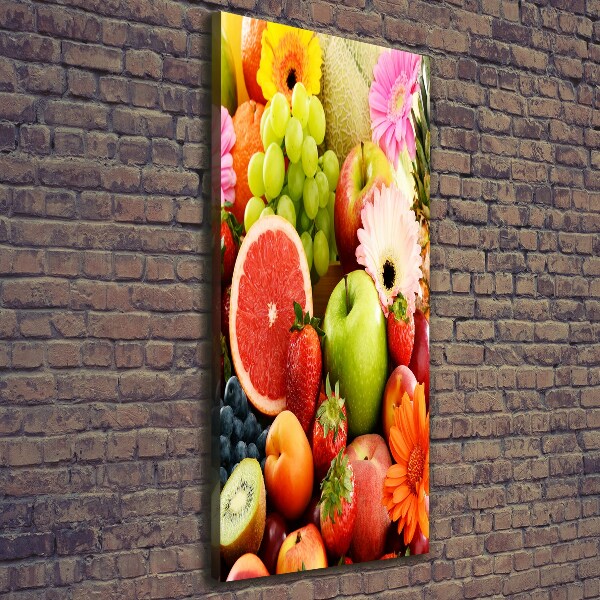 Verticale foto op canvas Vruchten en bloemen