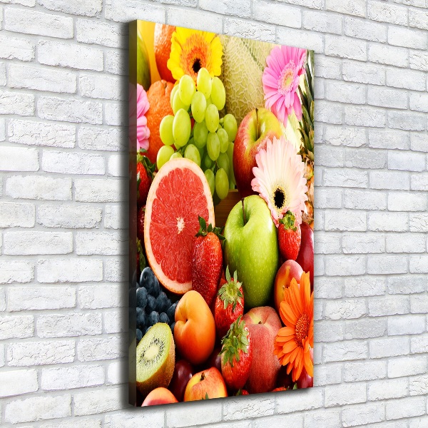 Verticale foto op canvas Vruchten en bloemen