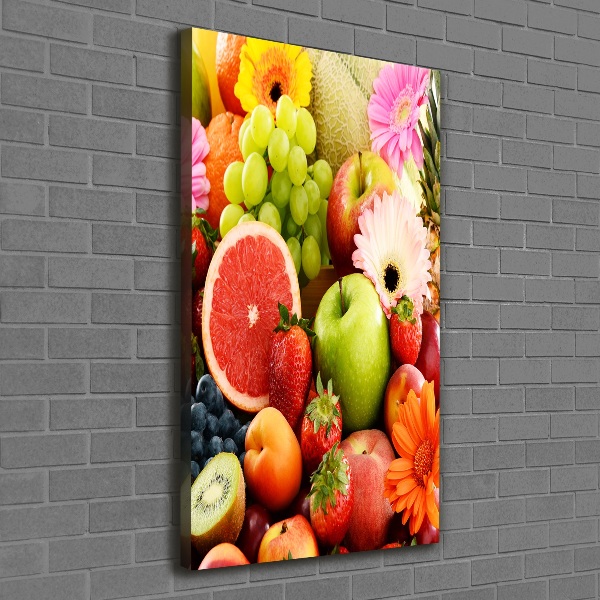 Verticale foto op canvas Vruchten en bloemen