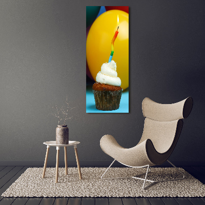 Verticaal schilderij op canvas Verjaardagscupcake