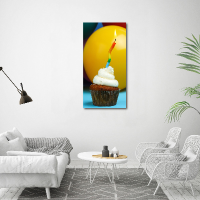 Verticaal schilderij op canvas Verjaardagscupcake