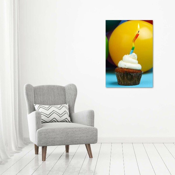 Verticaal schilderij op canvas Verjaardagscupcake