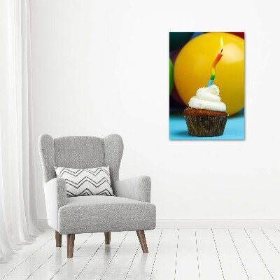 Verticaal schilderij op canvas Verjaardagscupcake