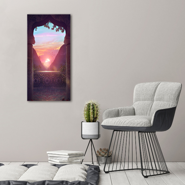 Verticaal schilderij op canvas Oosterse architectuur