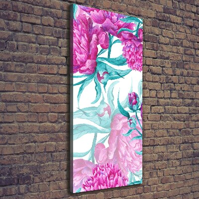 Verticaal schilderij op canvas Pioenrozen