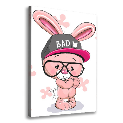 Verticaal schilderij op canvas Konijn in een hoed