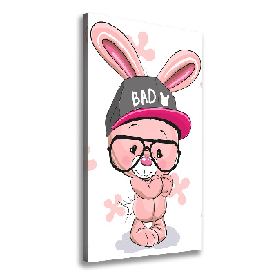 Verticaal schilderij op canvas Konijn in een hoed