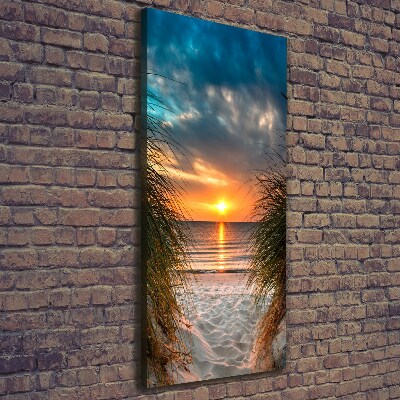 Verticale foto op canvas Zonsondergang aan zee