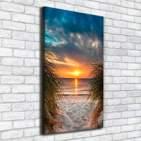 Verticale foto op canvas Zonsondergang aan zee