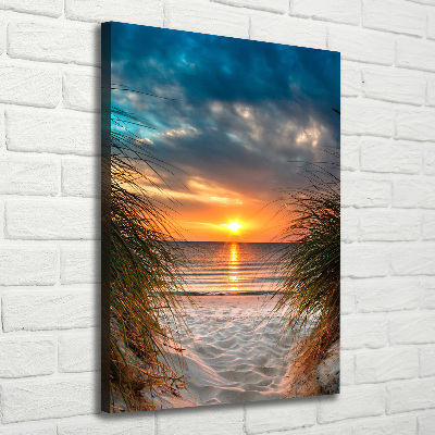 Verticale foto op canvas Zonsondergang aan zee