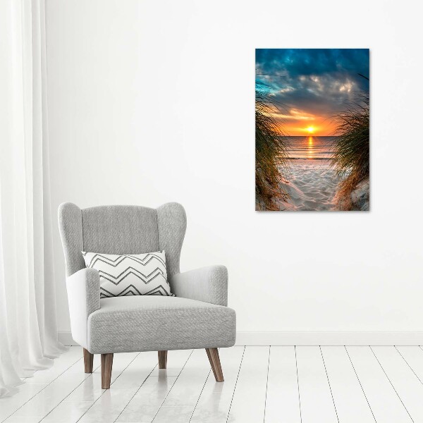 Verticale foto op canvas Zonsondergang aan zee