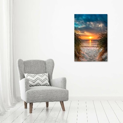 Verticale foto op canvas Zonsondergang aan zee