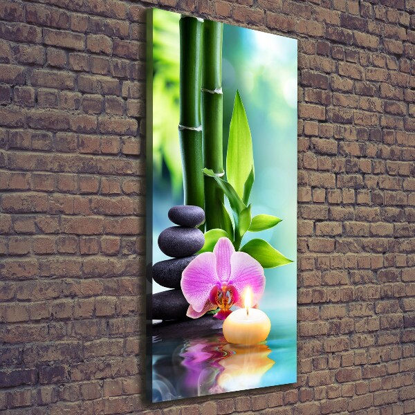 Verticaal canvasschilderij Orchidee en bamboe
