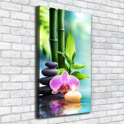 Verticaal canvasschilderij Orchidee en bamboe