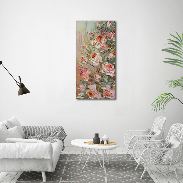 Verticaal schilderij op canvas Rozen