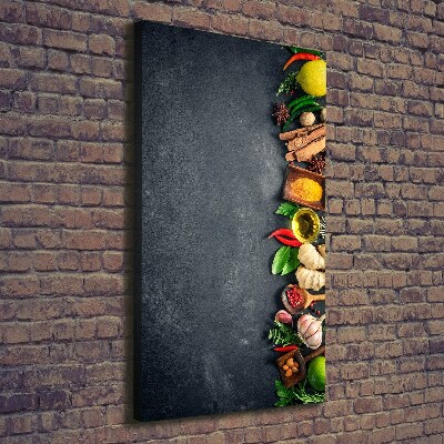 Verticale foto op canvas Specerijen en kruiden