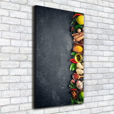 Verticale foto op canvas Specerijen en kruiden