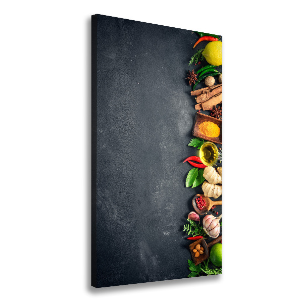 Verticale foto op canvas Specerijen en kruiden