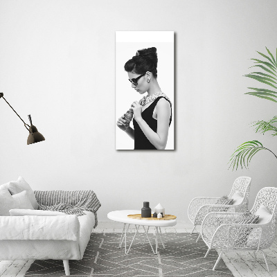 Verticaal canvasschilderij Vrouw met bril