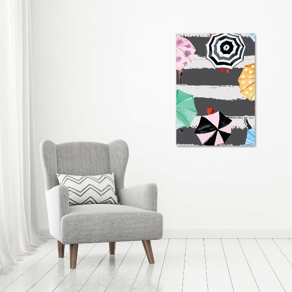 Verticaal schilderij op canvas Kleurrijke paraplu's