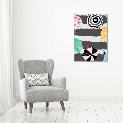 Verticaal schilderij op canvas Kleurrijke paraplu's