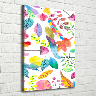 Verticale foto op canvas Bladeren en paddenstoelen