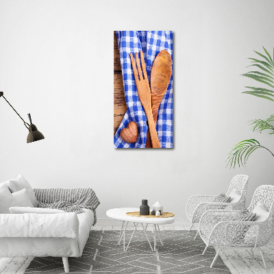 Verticaal schilderij op canvas Houten bestek