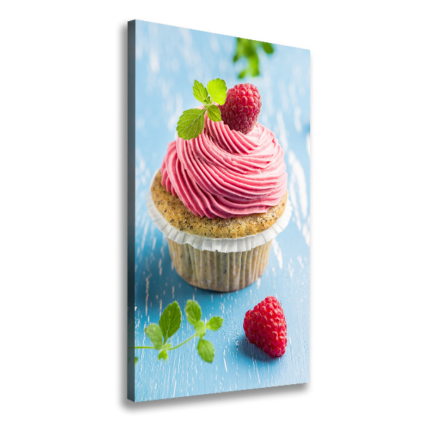 Verticaal canvasschilderij Frambozen cupcake