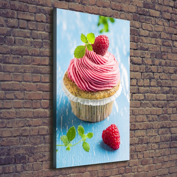 Verticaal canvasschilderij Frambozen cupcake