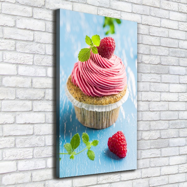 Verticaal canvasschilderij Frambozen cupcake
