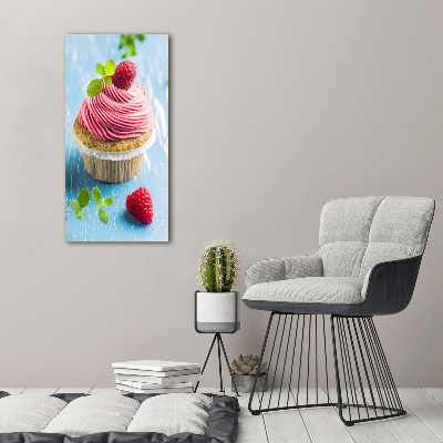 Verticaal canvasschilderij Frambozen cupcake