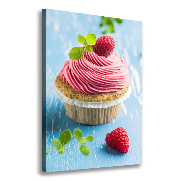 Verticaal canvasschilderij Frambozen cupcake