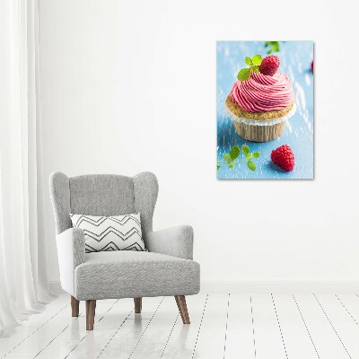 Verticaal canvasschilderij Frambozen cupcake