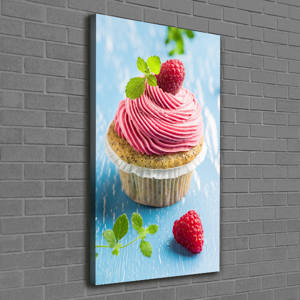 Verticaal canvasschilderij Frambozen cupcake
