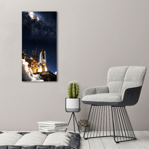 Verticaal schilderij op canvas Raket die opstijgt