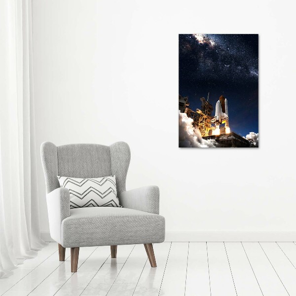 Verticaal schilderij op canvas Raket die opstijgt