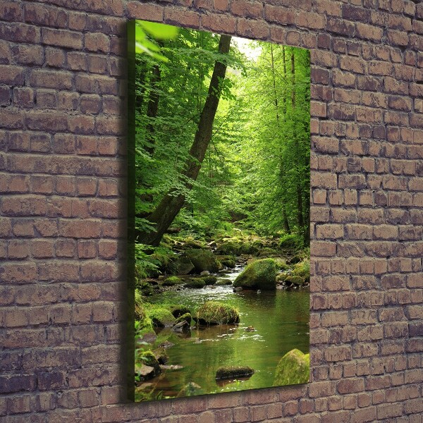Verticale foto op canvas Rivier in het bos