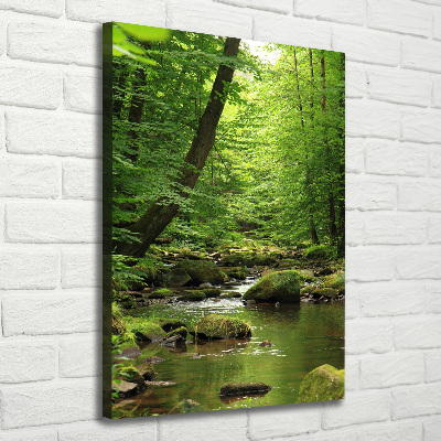 Verticale foto op canvas Rivier in het bos