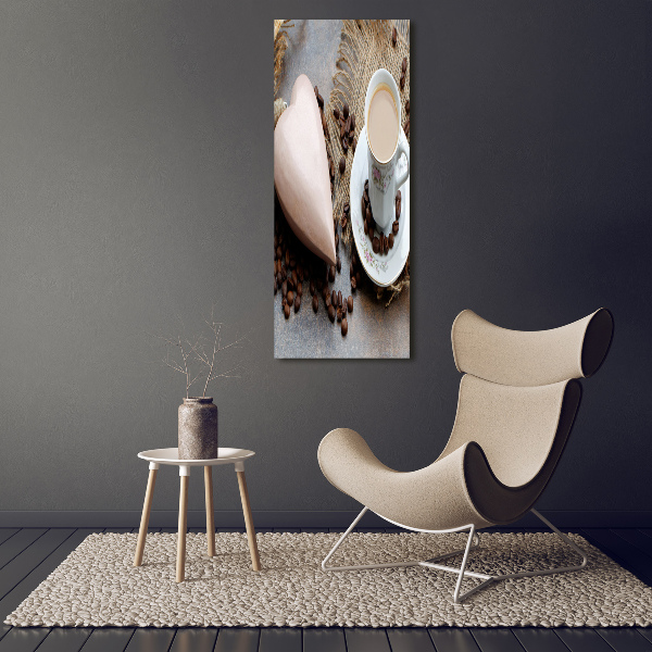 Verticale foto op canvas Koffie en hart