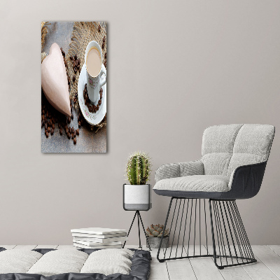 Verticale foto op canvas Koffie en hart