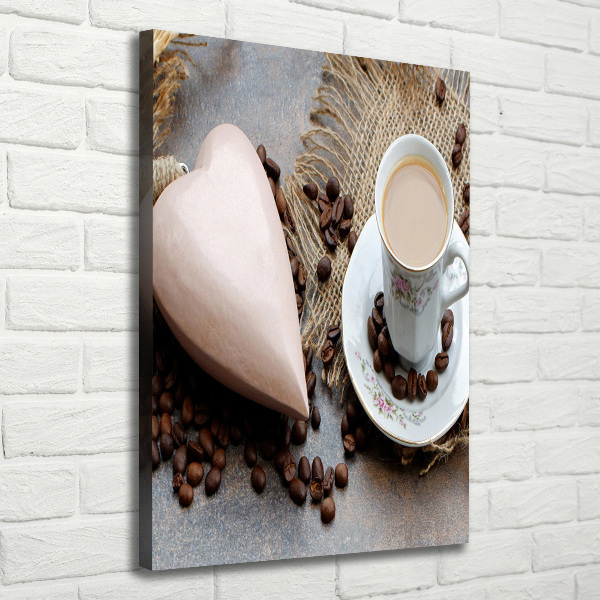 Verticale foto op canvas Koffie en hart